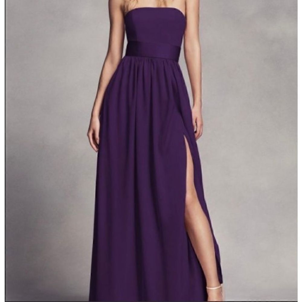 White by Vera Wang Purple Strapless Bridesmaid Dress Size 18